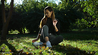 Seductive Russian Beauty Smoking Cigarette Outdoor Vibes
