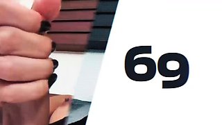 Petite Asian shemale with shaved cock strips black panties