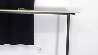 Mistress Cleo in Pantyhose Trample His Slave to Orgasm