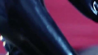 Sexy MILF with Big Natural Body Teasing in Latex Catsuit, Free Porn XXX Rubber Video