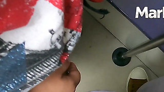 Horny Granny Touch My Dick Slowly in Crowded Train