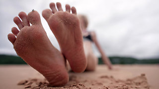 Worship My Feet on Public Beach and Get My Permission to Cum