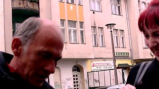 German old housewife flirts on the street and gets fucked