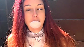 Artemisia Love Blowing Bubbles Outdoor and Smoking a Cigarette