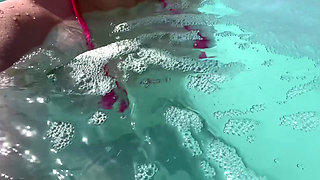 Artemisia Love Sexy and Horny Underwater Showing Her Big Tits in a Super Micro Bikini and You Can See Her Aureolas…