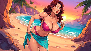 Sexy Big Boob MILFs at Beach