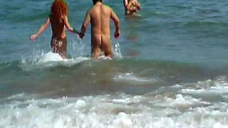Perfect French Lady Got to Please Two Cock at Beach