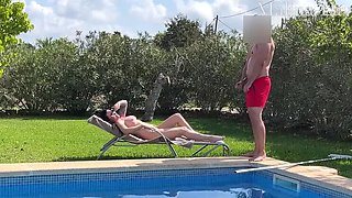 German MILF Malina Lay Hard Fuck Doggystyle Pool Cumshot Outdoor