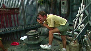 Steamy Threesome in the Shed: Blonde and Brunette Babes Go Wild