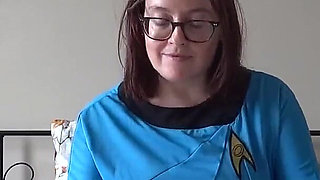 Star Trek Cosplay Nurse Playing with Shaven Tight Pussy