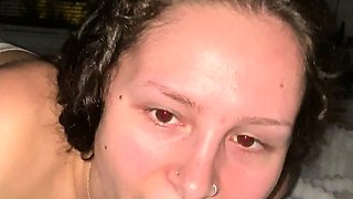 Blowjob for big cock from college brunettes