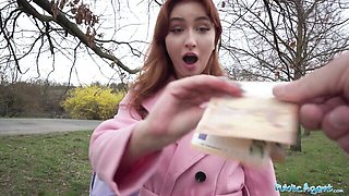 Redhead flashes under a polo skirt