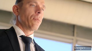 Submissive Amber Moore sucks and fucks her master Mick Blue's big cock