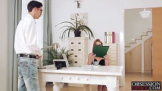 Sexy Susana is bent over her office desk