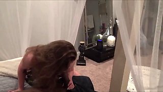 Mandy the babysitter sucking the sperm from her big black cock