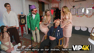 VIP4K. Will the Groom guess where his Bride's Boobs are?