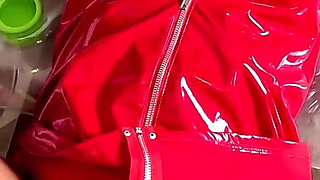 Dominant Red Pvc MILF Inflatable Mattress Fetish. Giant Beach Balls, POV Sex, Double Cum and Popping