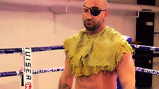 MILF wrestler sucks cock in preparation for wild fuck ride