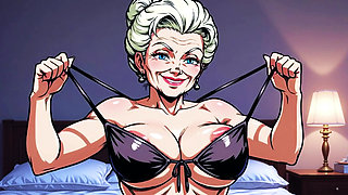 Ai Old Women in Bedroom Teasing and Flashing Tits