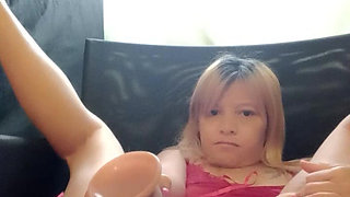 Blonde with her playing