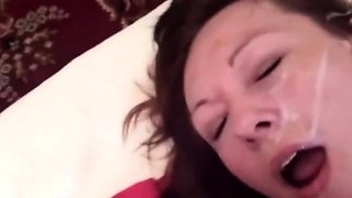 Amateur Russian Girl Facialed at Home