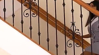 Big Tits Latina Maid Busted Masturbating Has to Polish Huge Cock