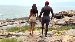 Interracial Beach Heat Hits When A Masked Slim Babe Gets Fucked