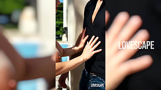 Blonde Sucks Cock by the Pool