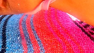 84 Asian milf wife gets microbikini beach creampie