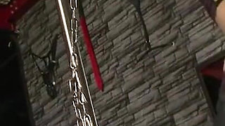 Humiliating bondage with whipping