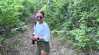 Live content from a walk and pleasant sex in the forest in public