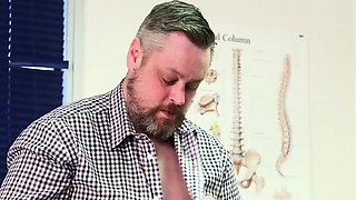 Naughty doctor CFNM sluts giving handjob