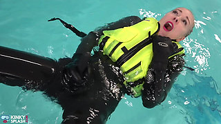 Neoprene Lust: Inflatable Snorkel Vest Pleasure in the Pool