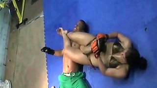 Mysterious Woman Dominates: Babe, Vintage  Mixed Wrestling Porn