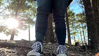 Real amateur gf has her hairy pussy fingered outdoors