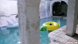 Marley's Wet Black Passion in a Wild Outdoor Pool Romp