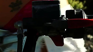 Blonde Woman Masturbates on an Atv in the Desert