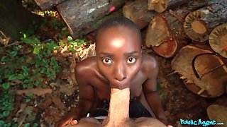 Public agent - african woman with Hairy Pussy and Big Ass shoots a load hard on my cock