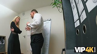 VIP4K. Teen blondie touched a cock for the first time...In the office ft. Nikoletta Queen: Porn