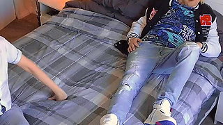 Stepmom give a first blowjob to stepson