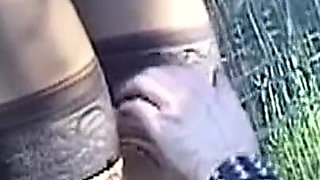 Mature MILF Strapped in Fishnets for Wild Bondage Tease