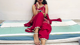 Indian Wife Video Call with Husband Seducing but Wife Cheats on a Husband While Having Sex with Devar in Hindi