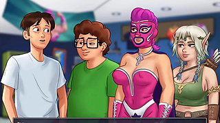 Summertime saga: stepsister jerks her step brother's dick on cam show ep 98