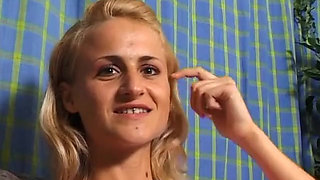 Blonde teen at casting showing her small tits