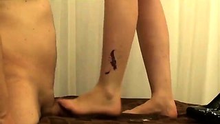 Mistress trampling my cock with high heels