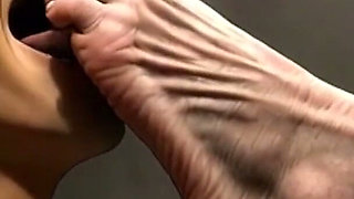 Male Slave Licking 90 Year Old Granny Wrinkled Feet - Horny Mistress