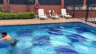 Petite Seduces Her Neighbor in the Pool and Then Fucks Him Before Her Cuckold Gets Home! Naty Delgado & Brian Evansx