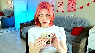 Sexy amateur redhead teen double dildo action
