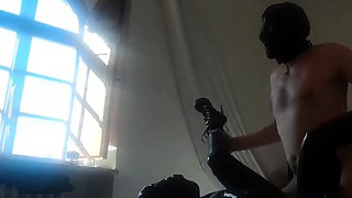 Latex-clad babe in high heels gets fucked rough by her man.