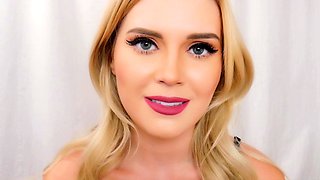Horny glam stockings european blonde